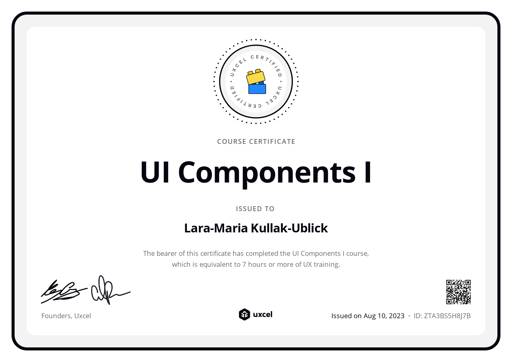 Lara-Maria Kullak-Ublick's certificate